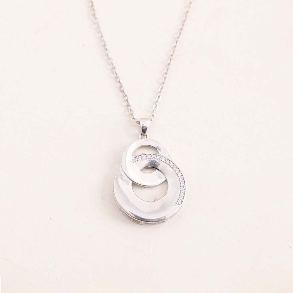 product-image-قلادة فضية دائرية مزدوجة من فيليزمودا مع مزهرية من الورود الحمراء