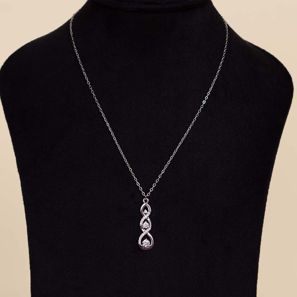 product-image-Feliz Moda three stones silver necklace And Heart of Love 15 Roses