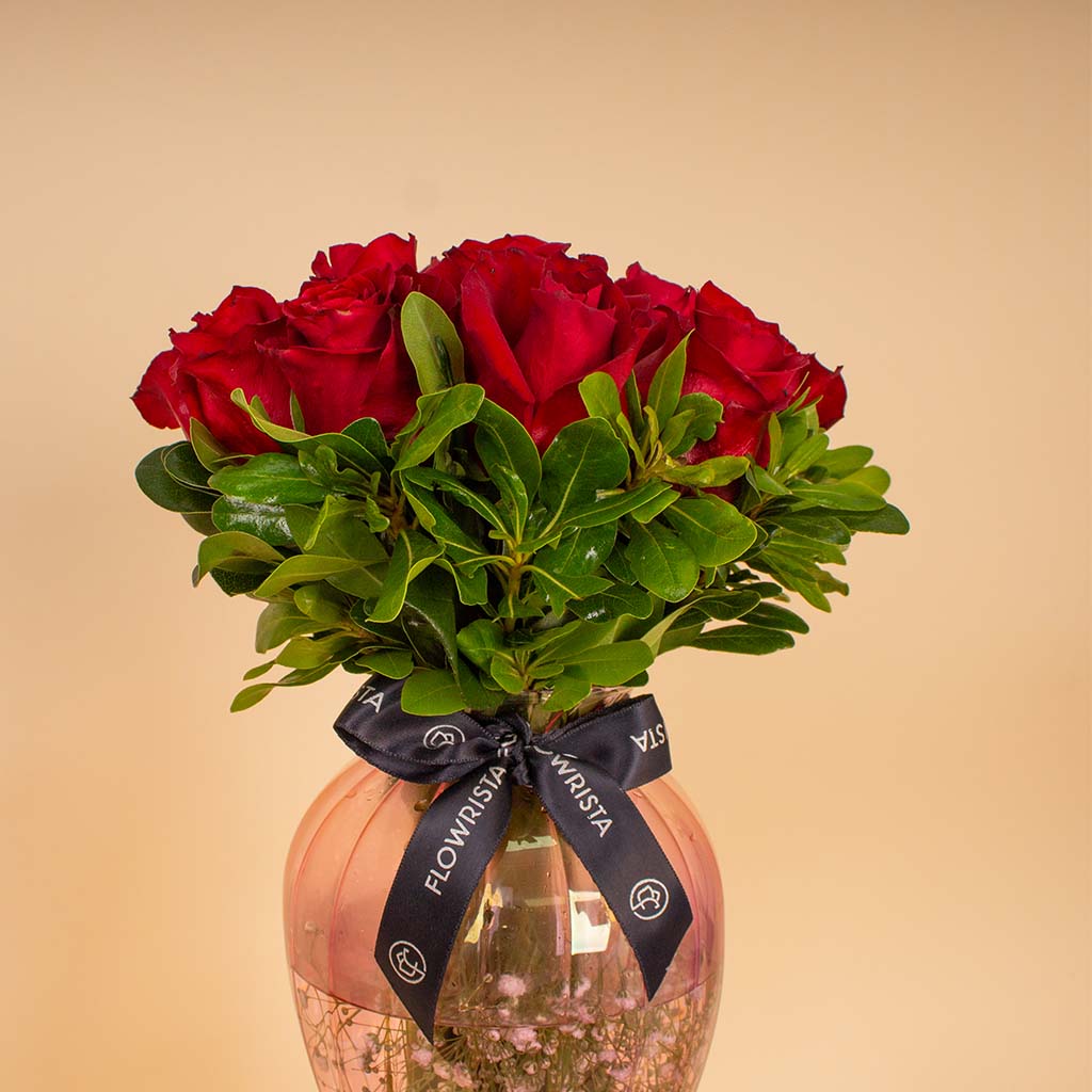 product-image-Soul & More Besties Bundle - Vanilla & 15 Red Roses Art Vase