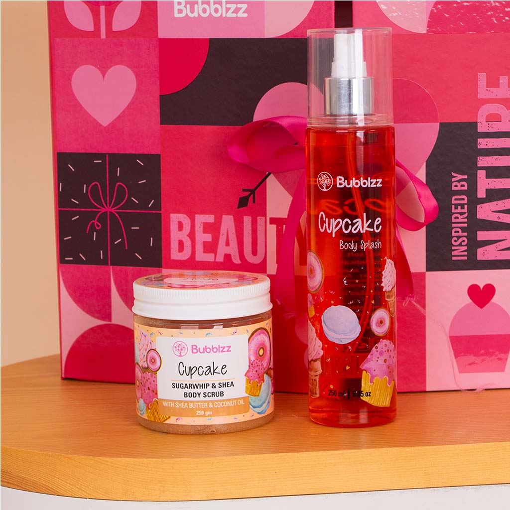 product-image-Bubblzz Cupcake Body Care Collection & Red Roses Vase