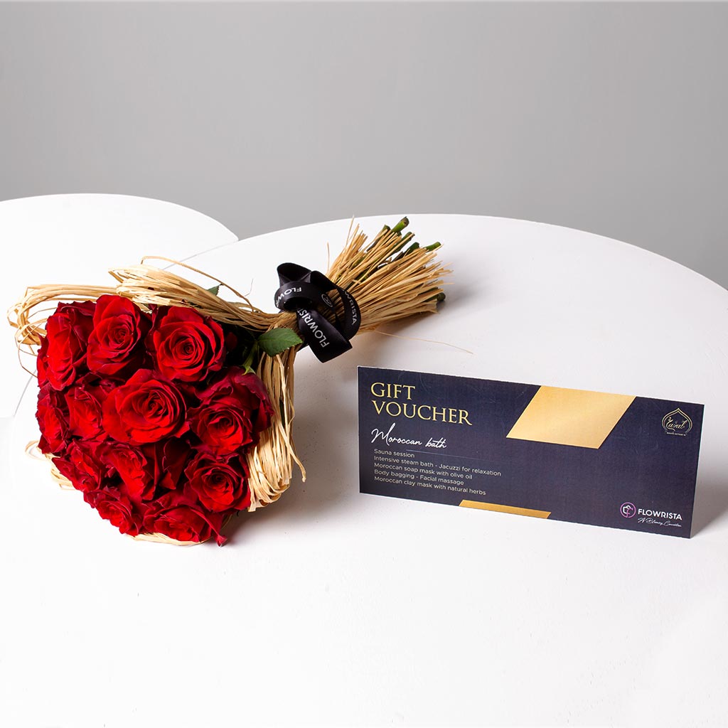 product-image-Red Roses Bouquet & Moroccan Spa Voucher