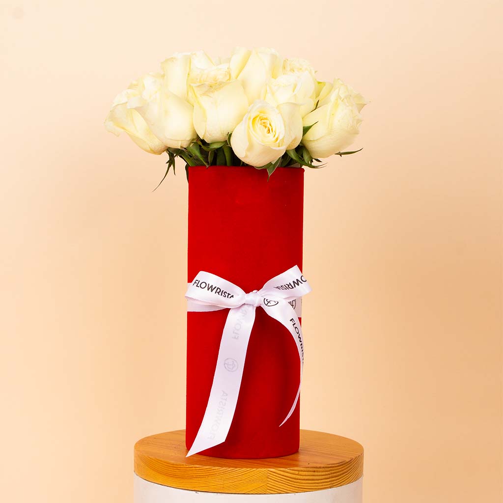 Flowrista Online Flowers Shop White Glow Vase - 20 Stems