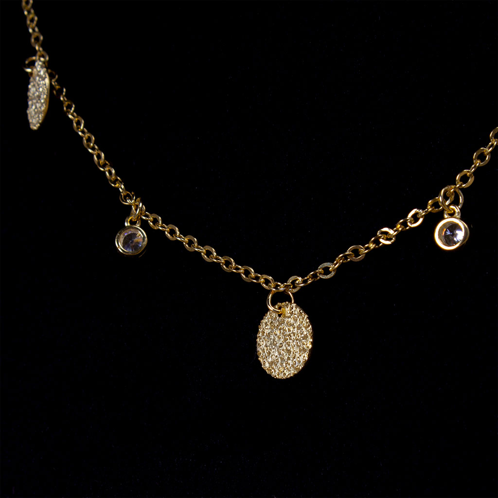 product-image-Felizmoda Multiple circles and crystals silver necklace gold plated | Sunflower Bouquet
