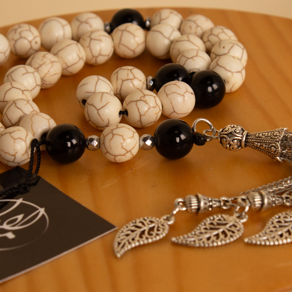 product-image-White Turquoise Rosary 33 beads and 15 pink roses