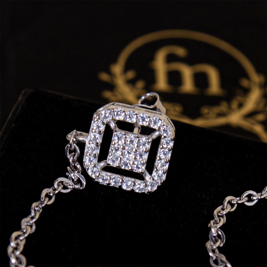 product-image-Felizmoda Two Square Stones Silver Earrings
