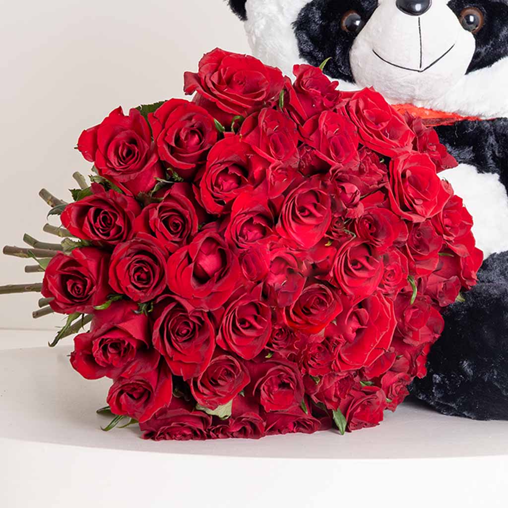 product-image-Red Roses & Panda Bear - The Ultimate Romantic Gift