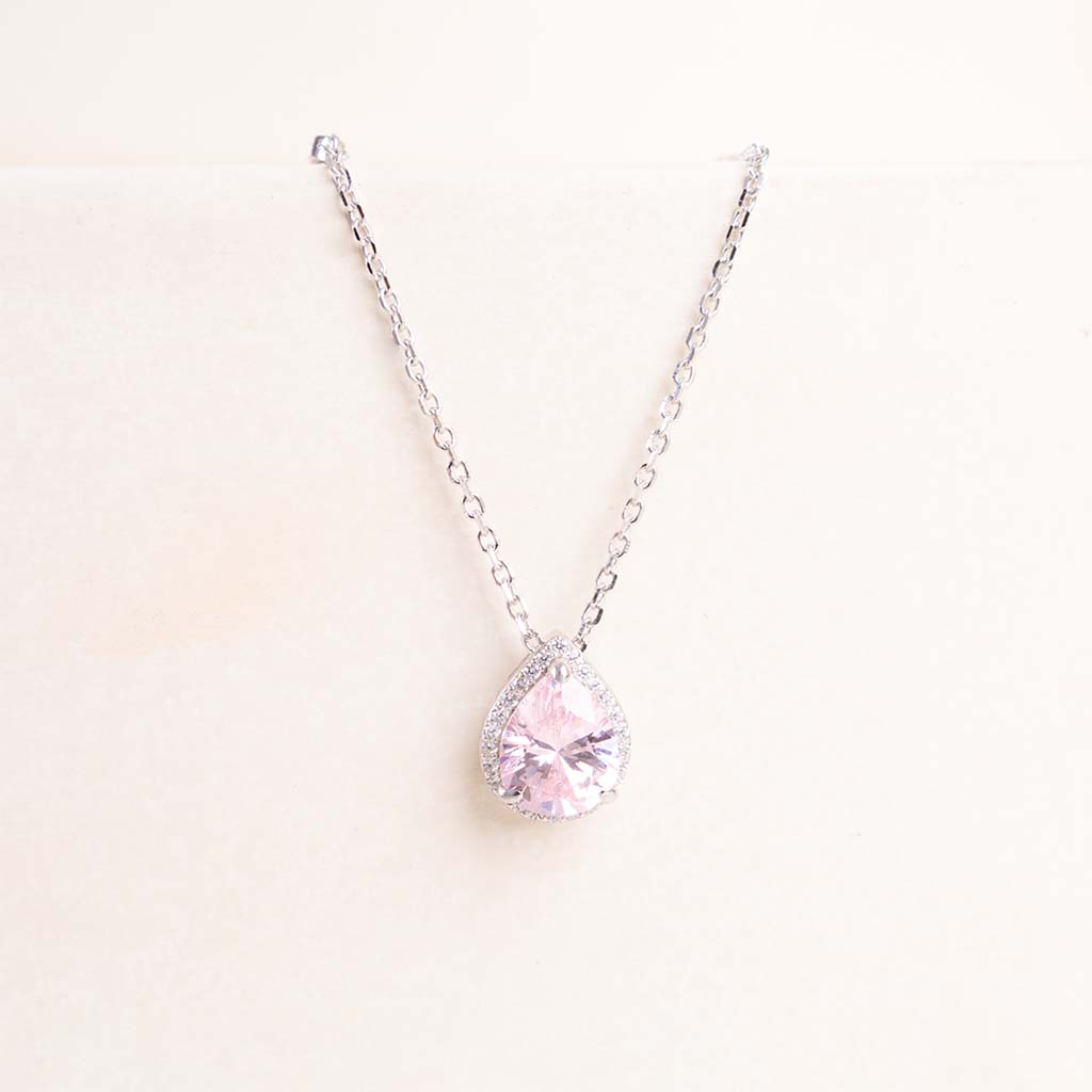 product-image-Markiz Thai Silver Platinum-Plated Pink Zircon Necklace