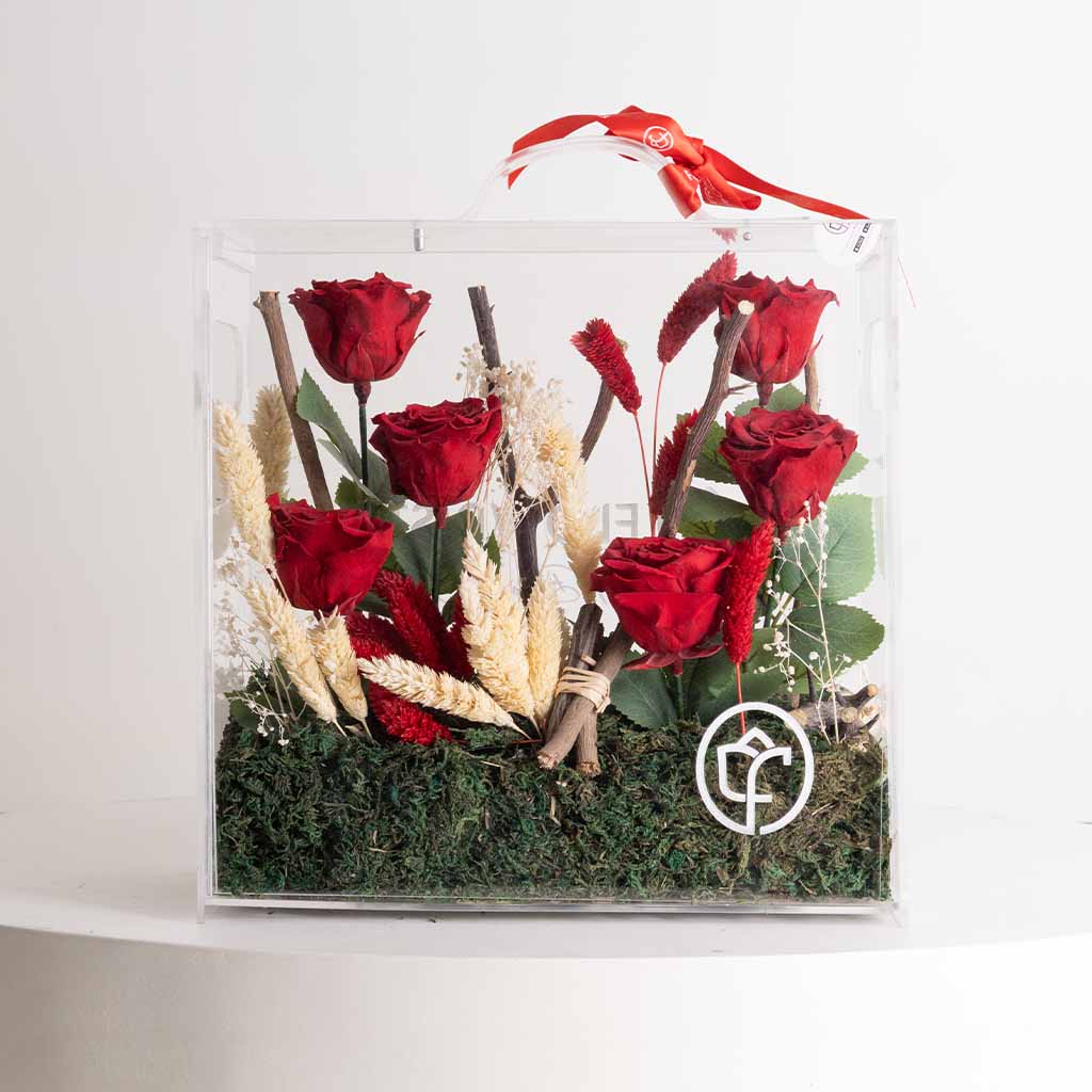 Flowrista Online Flowers Shop صندوق ورود حمراء أبدية - ٦ ورود
