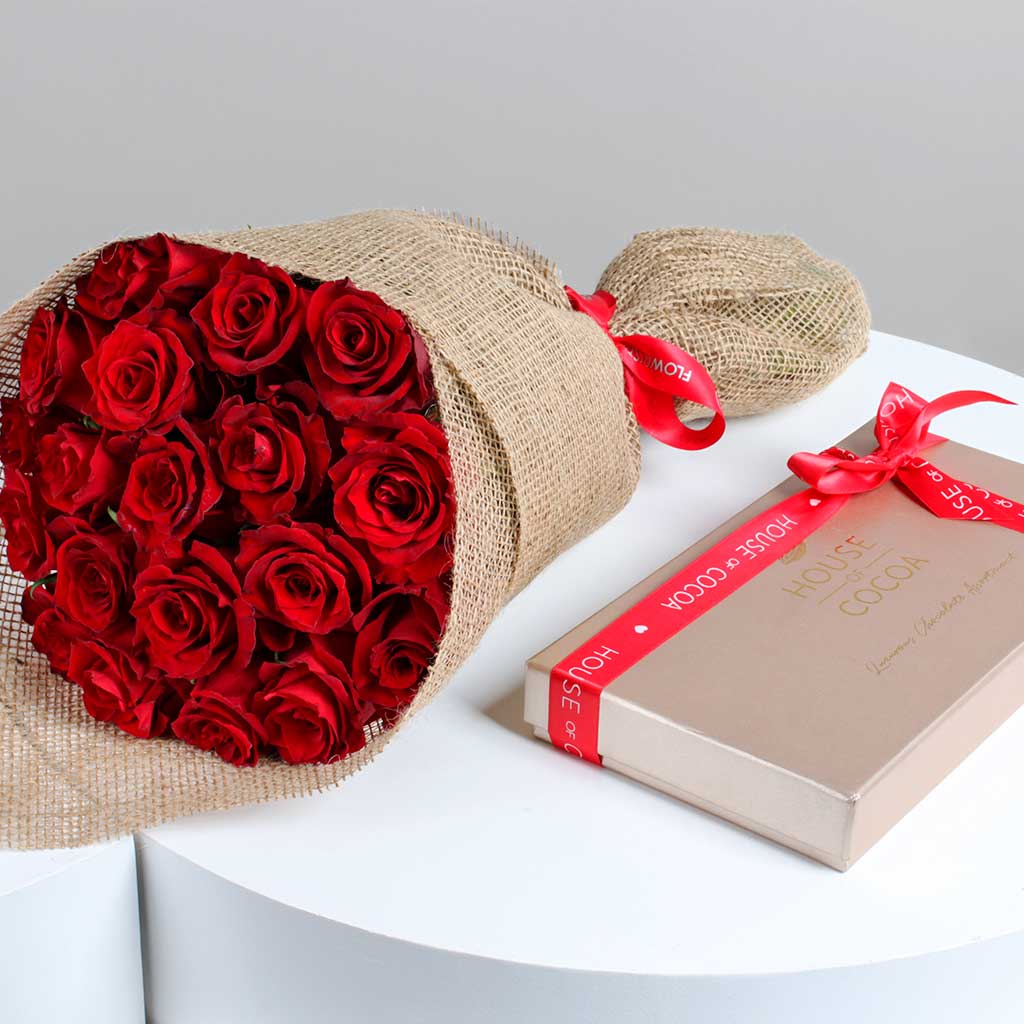 product-image-House of Cocoa Chocolate Box 32pieces and 20 red roses