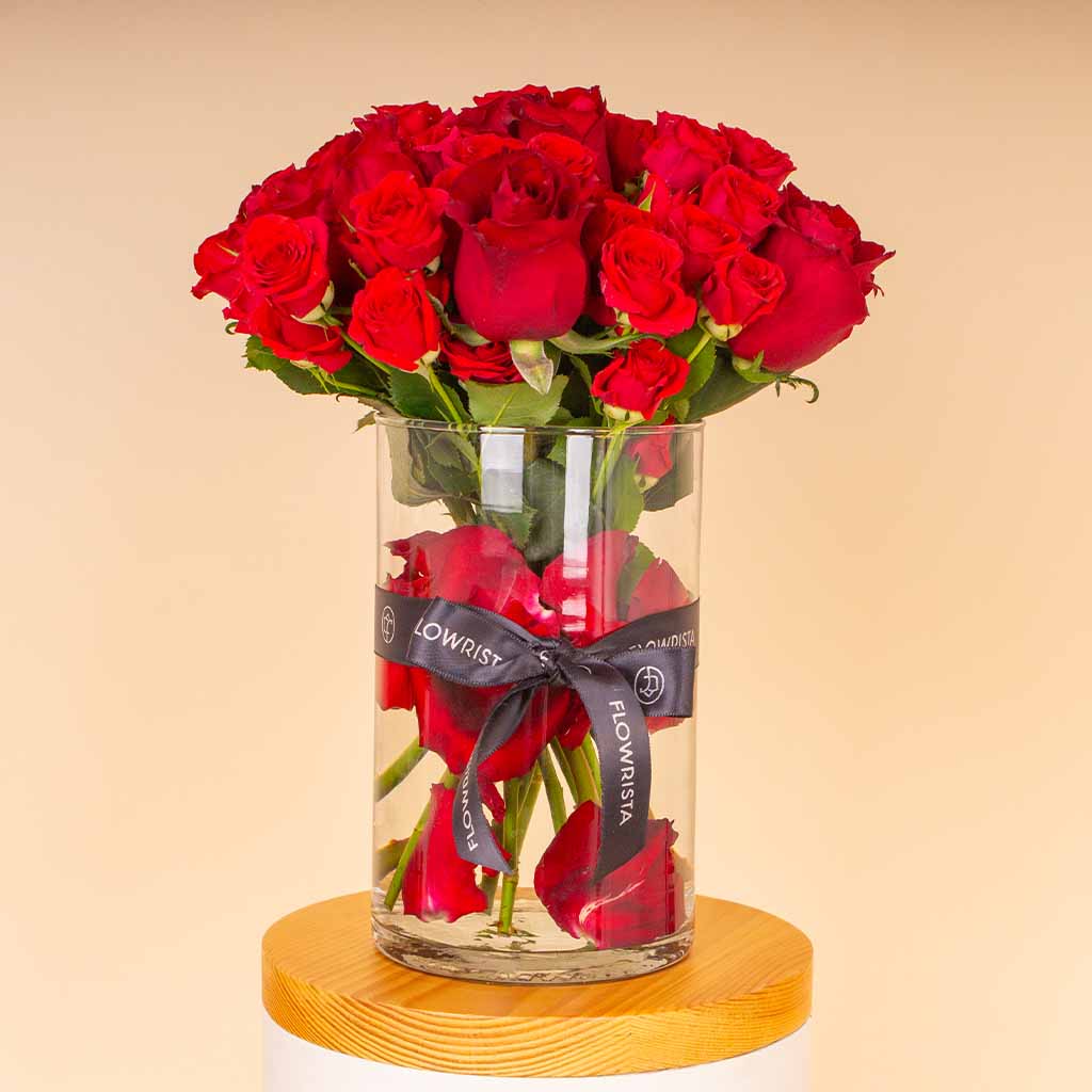 product-image- Red Roses & Baby Roses Vase