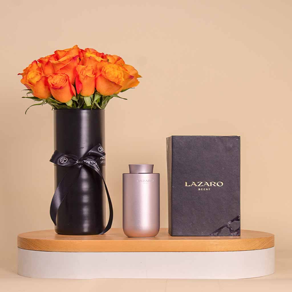 product-image-Lazaro Z1 Car Scent Diffuser rose gold And 20 Orange Roses