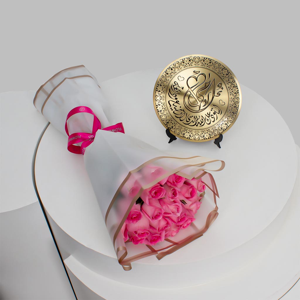 product-image-Special Gift | Copper Mom Shield & 20 Pink Roses
