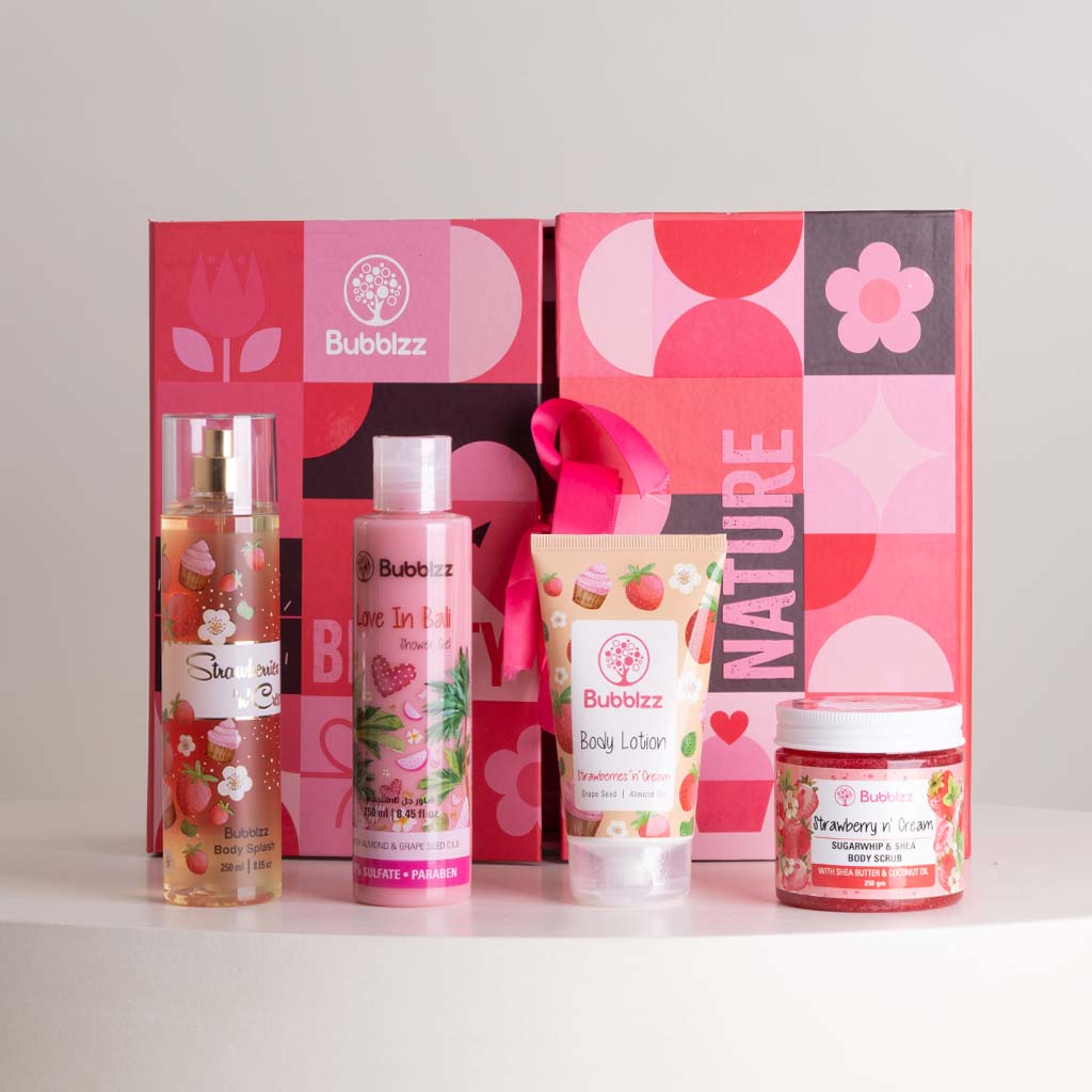 product-image-Bubblzz Strawberry Body Care Collection & 20 Red Roses Bouquet
