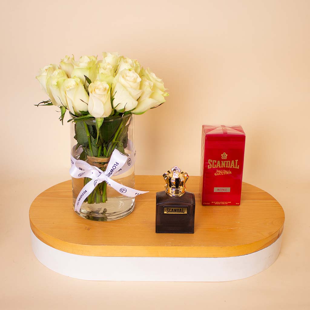 product-image-Jean Paul Gaultier Scandal Intense Men 100ml & White Roses Vase