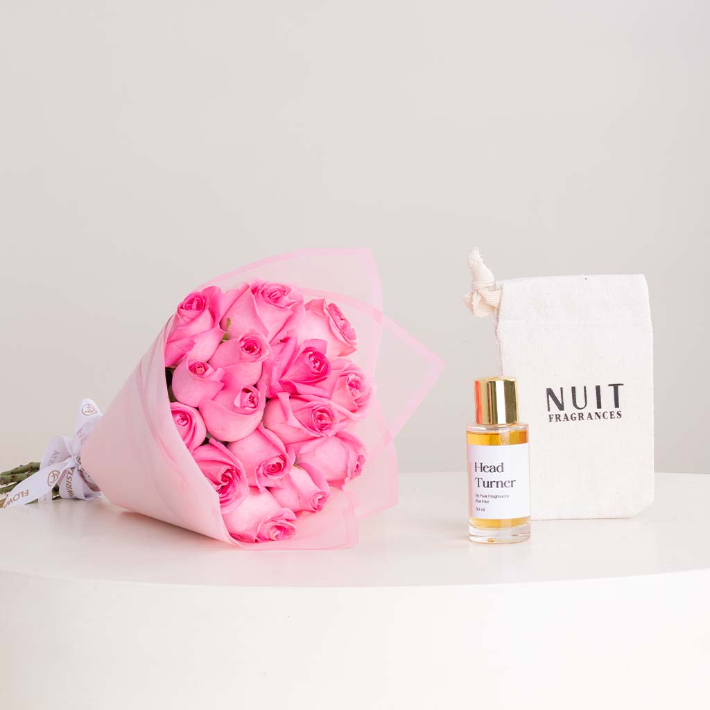 product-image-Nuit Fragrances Head Turner 50ml & Pink Roses Bouquet