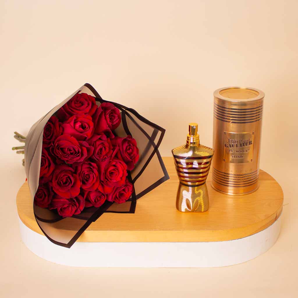 product-image-Jean Paul Gaultier Le Male Elixir Eau de Parfum 125ml & Red Roses Bouquet