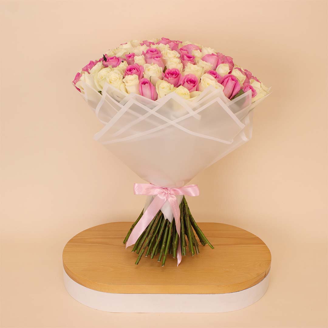 product-image-Flowrista | Grand Bouquet of 100 Pink & White Roses