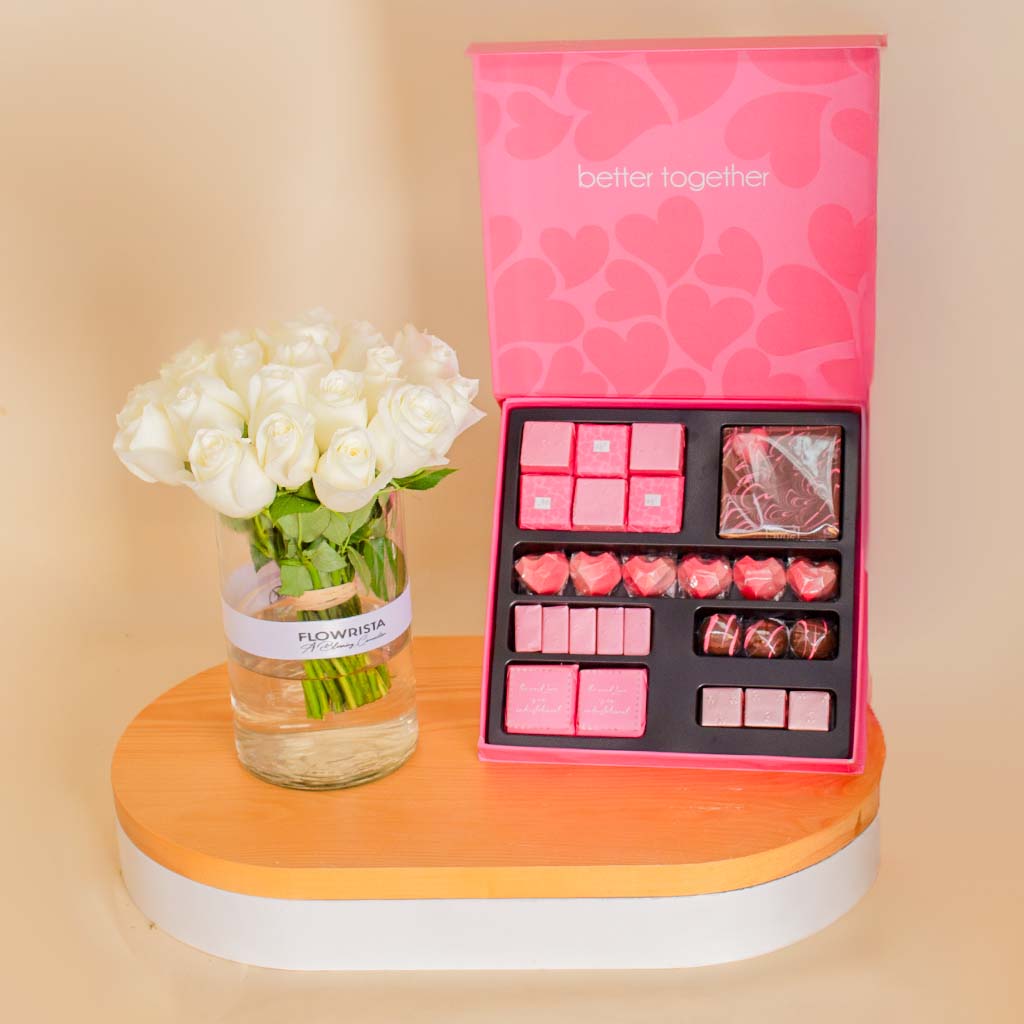 product-image-Shanshal Chocolate | 20 White Roses Vase