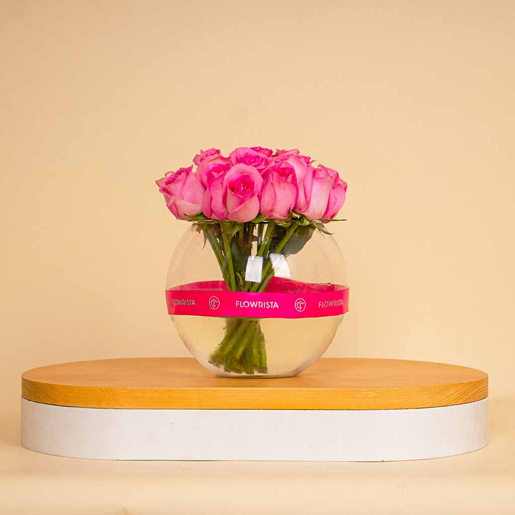 product-image-Pink Vase – 15 Pink Flowers