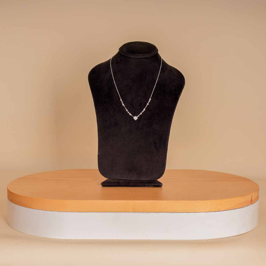 product-image-Square pendant with side multiple zircon stones silver necklace