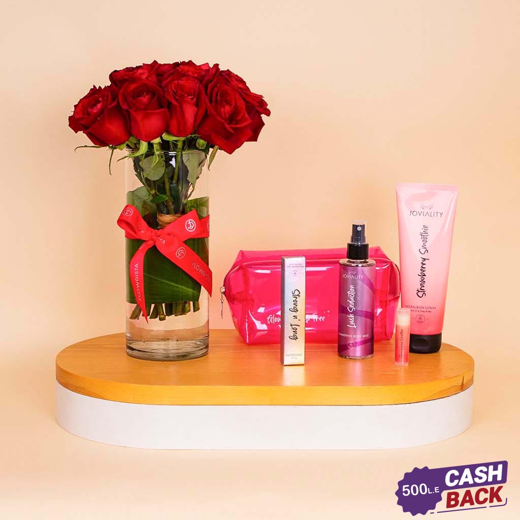 product-image-Joviality Strawberry Seduction Kit & Red Roses Vase