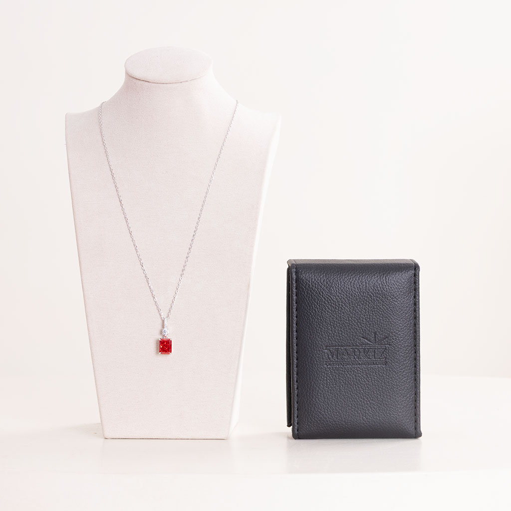 Flowrista Online Flowers Shop Markiz Thai Silver Platinum-Plated Red Zircon Necklace