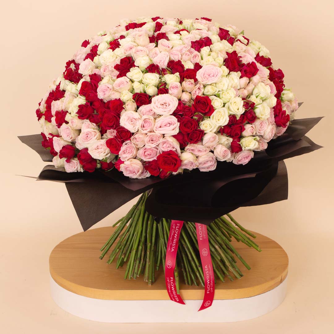 product-image-Flowrista | Bouquet of 200 White, Pink & Red Roses