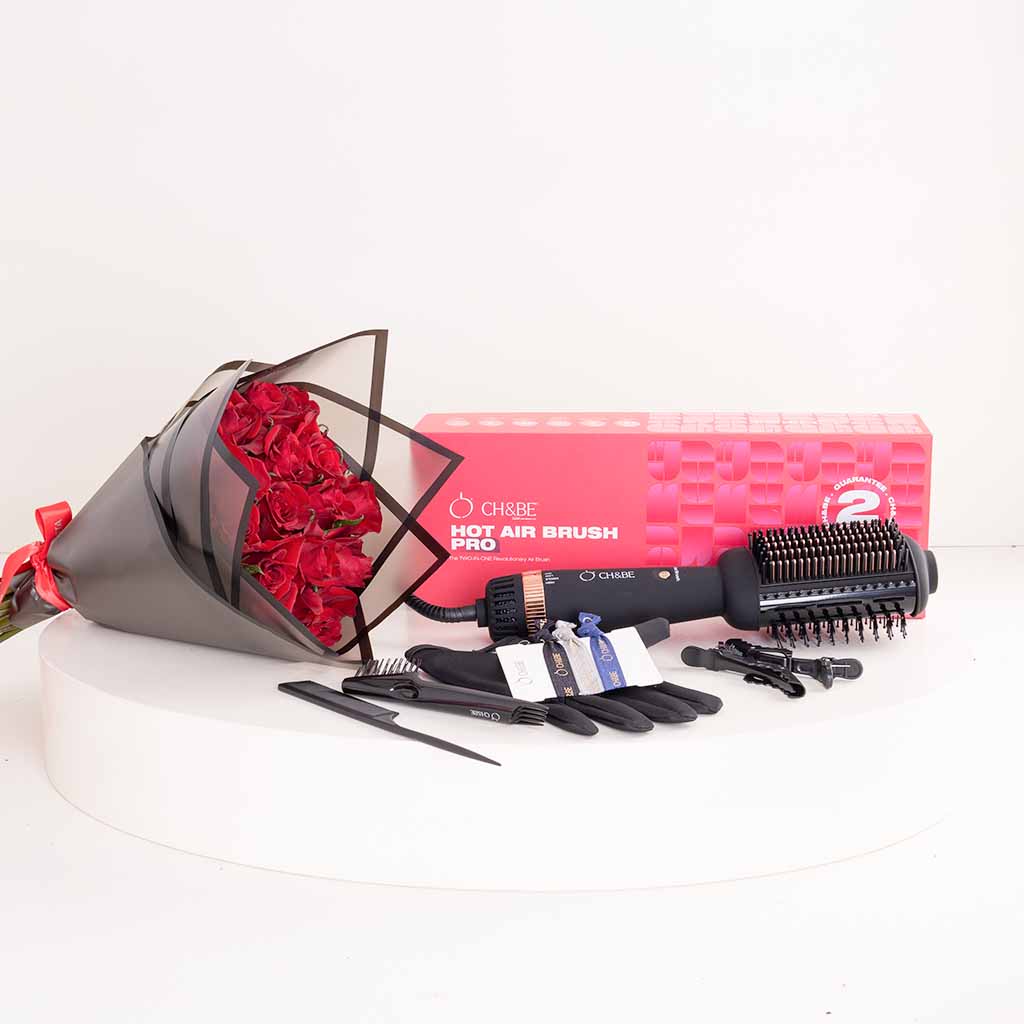 product-image-CH&BE Hot Air Brush Pro 2in1 & 15 Red Roses Bouquet