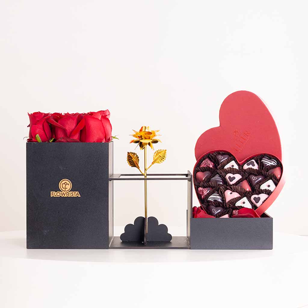 Flowrista Online Flowers Shop صندوق الحب الذهبي