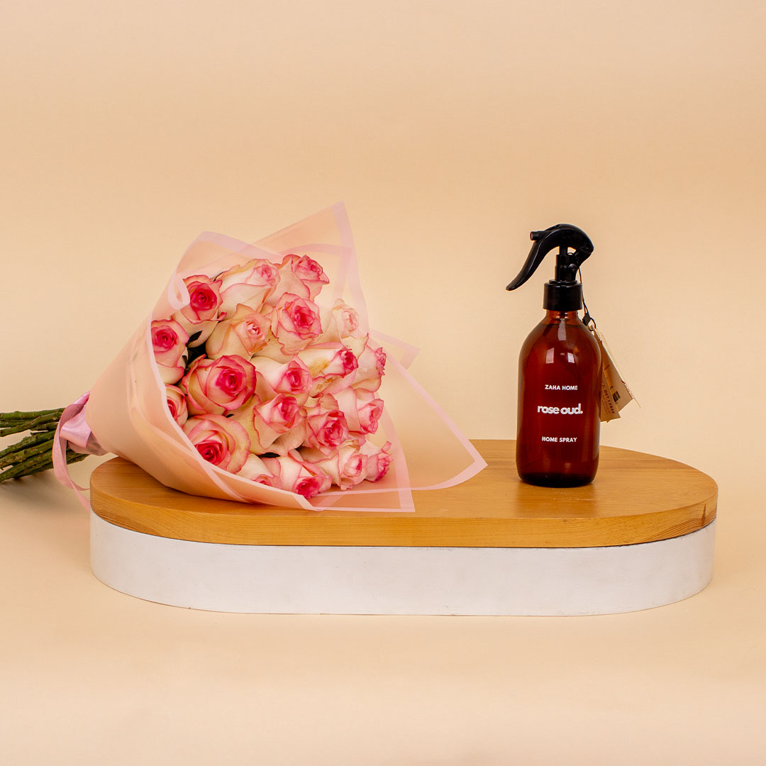 product-image-معطر جو منزلي من زها هوم برائحة الورد والعود وباقة ورود وردية