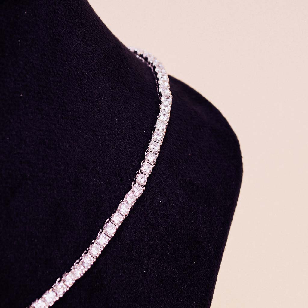 product-image- Felizmoda Tennis Silver Necklace With Zircon Stones
