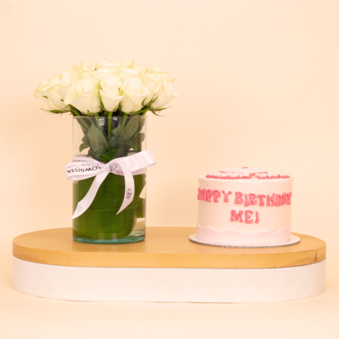product-image-Ninos Cake “Super Mom” Celebration Cake & 15 White Roses
