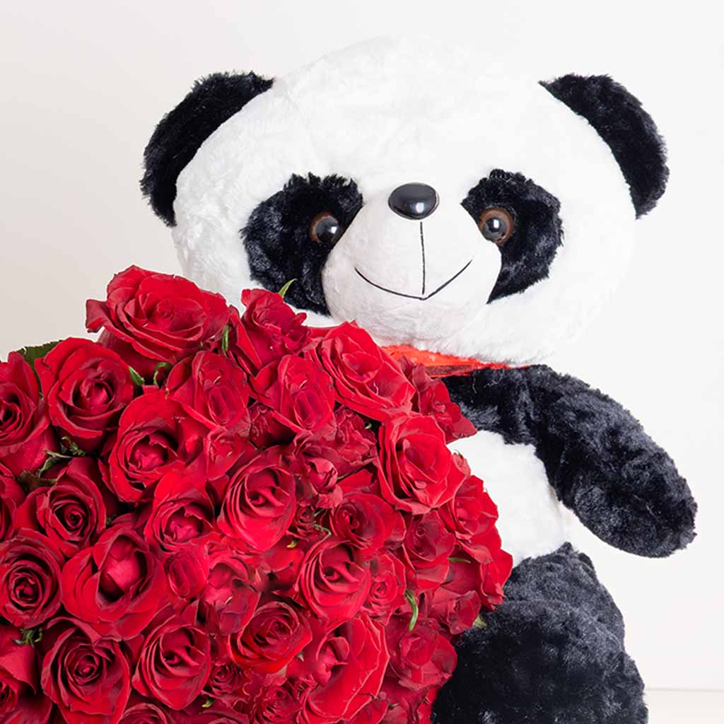 product-image-Red Roses & Panda Bear - The Ultimate Romantic Gift