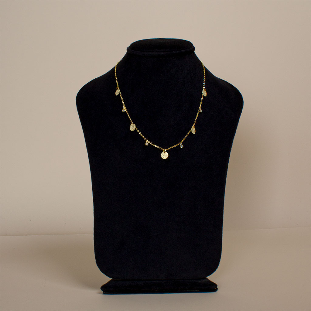 product-image-Felizmoda Multiple circles and crystals silver necklace gold plated | Sunflower Bouquet