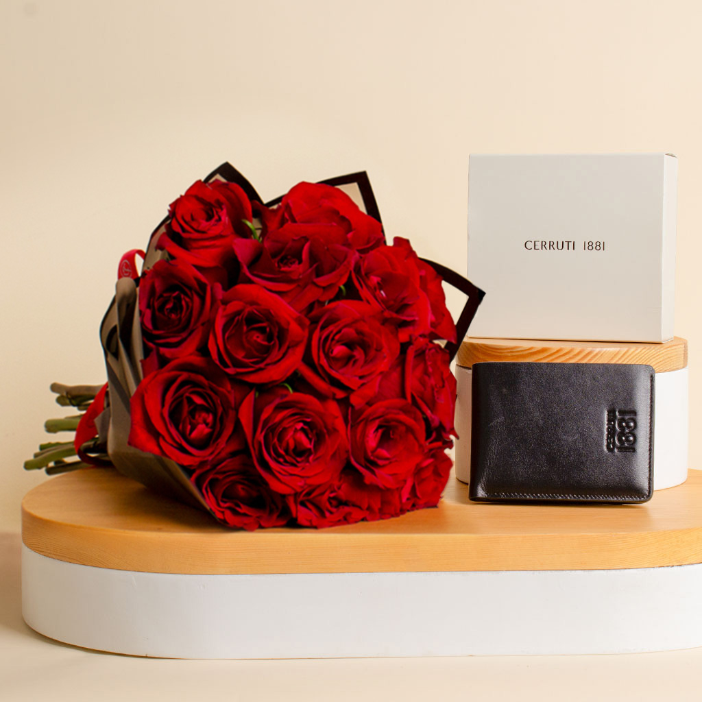product-image-CERRUTI 1881 Wallet CEPU05922M with Red Rose Bouquet – 15 Roses