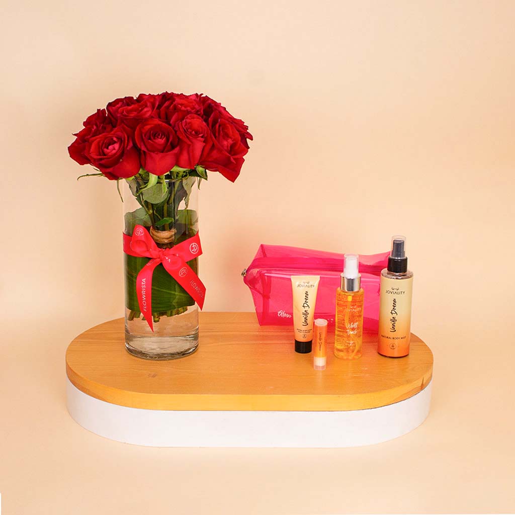 product-image-Joviality Velvet Vanilla Kit & Red Roses Vase