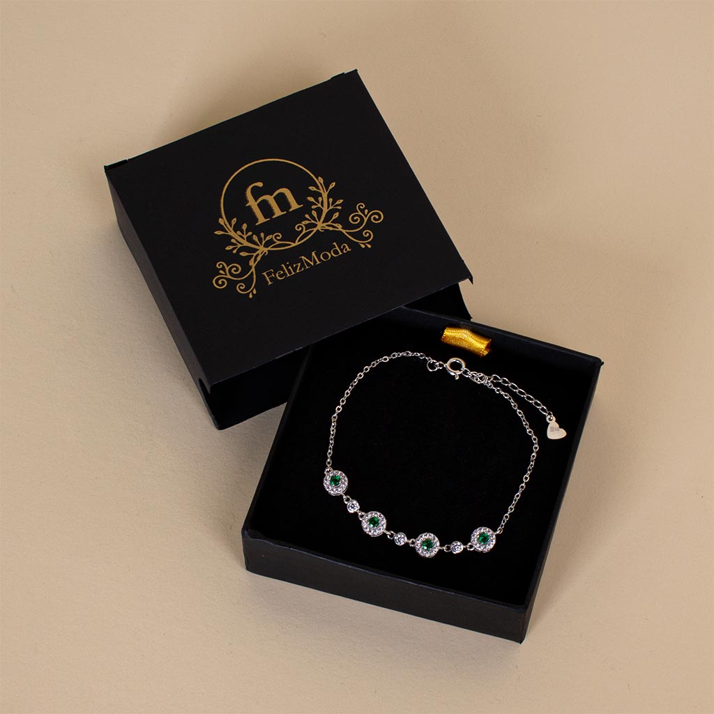 Flowrista Online Flowers Shop FelizModa green stones silver bracelet