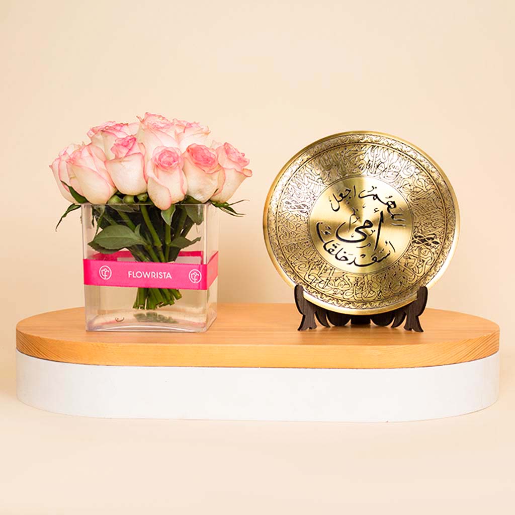 product-image-Mother’s Golden Shield |20 Light Pink Flowers Vase
