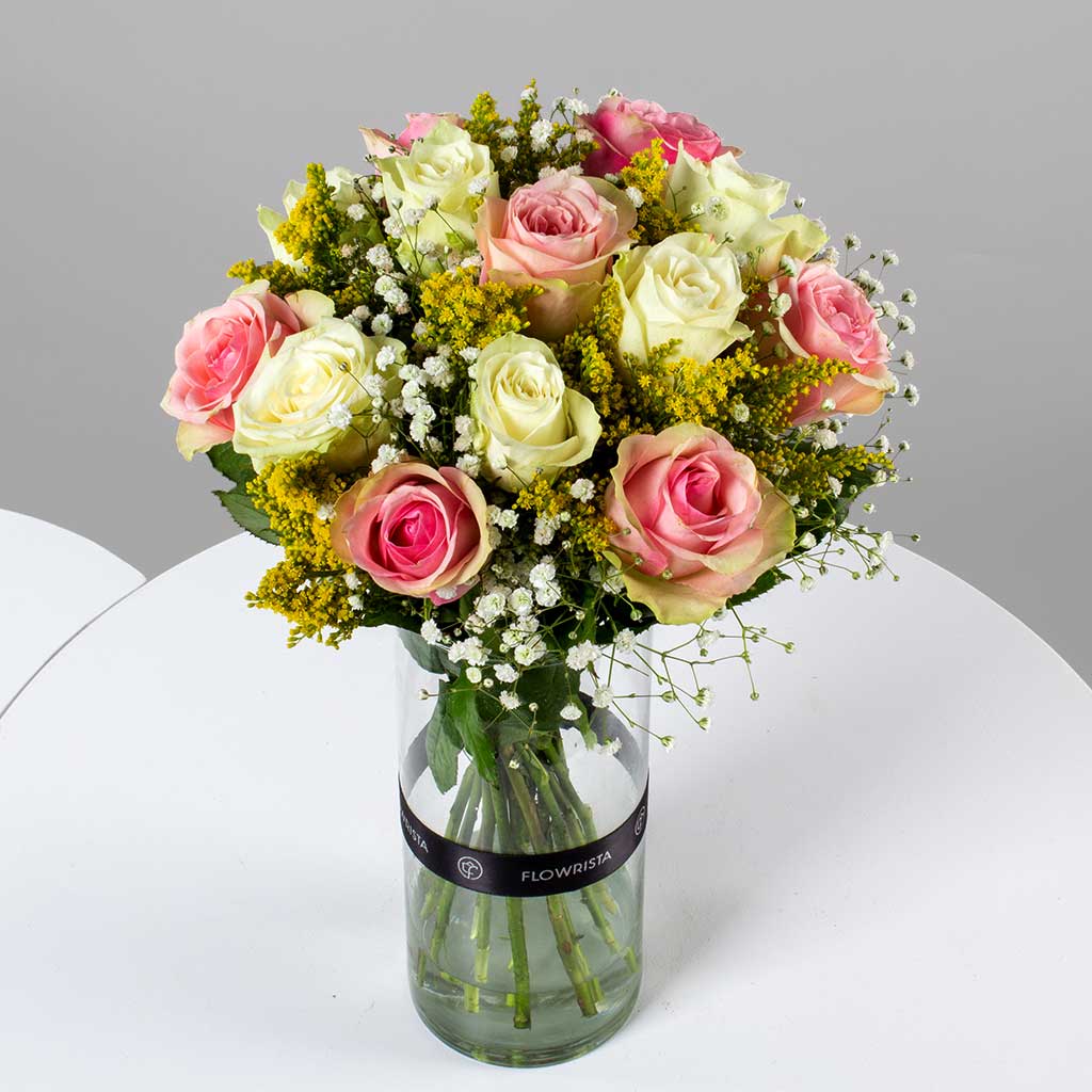 Flowrista Online Flowers Shop Graceful White & Pink Roses Vase