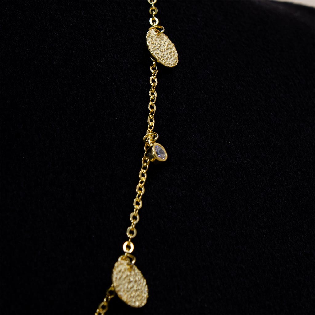 product-image-Felizmoda Multiple circles and crystals silver necklace gold plated | Sunflower Bouquet