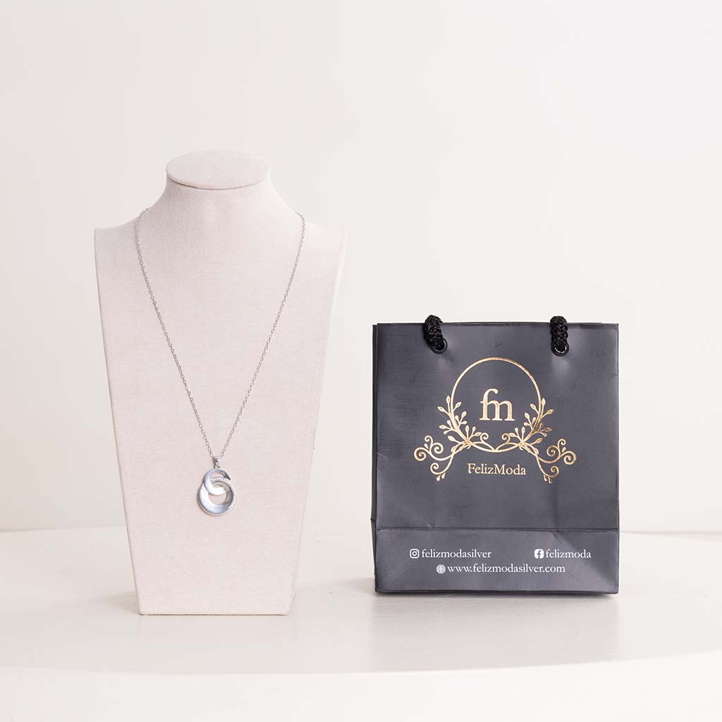 product-image-قلادة فضية دائرية مزدوجة من فيليزمودا مع مزهرية من الورود الحمراء