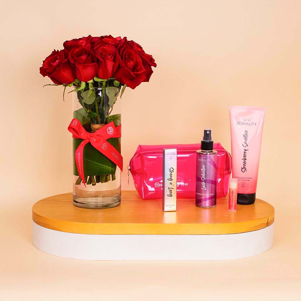 product-image-Joviality Strawberry Seduction Kit & Red Roses Vase