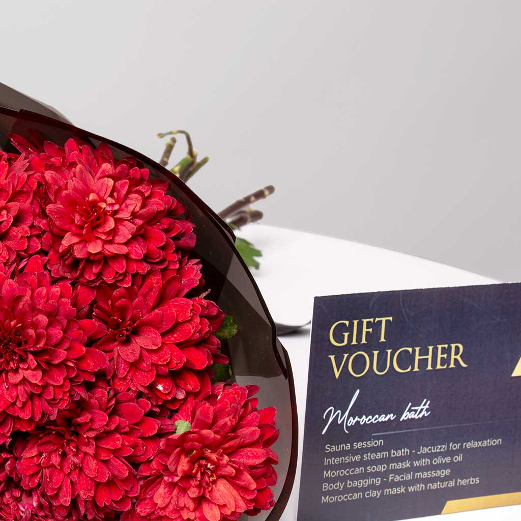product-image-Red Flowers Bouquet & Moroccan Spa Voucher