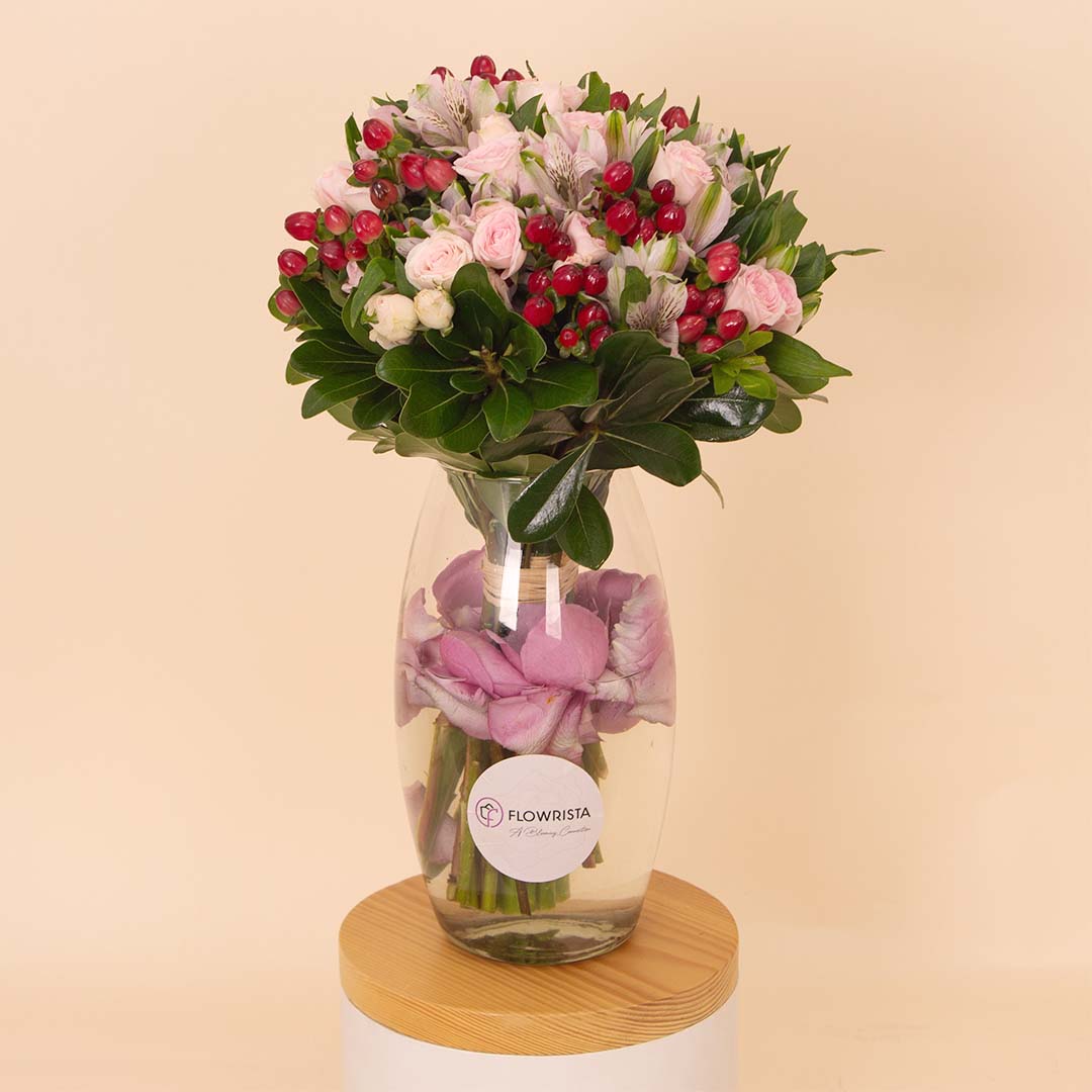 product-image-Flowrista | Pink Alstroemeria & Baby Rose Vase
