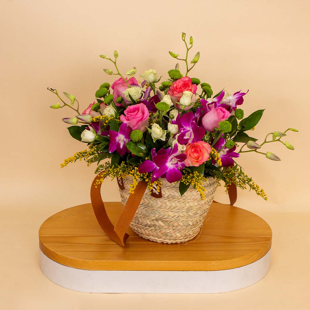 product-image-Khoos Tuta Palm Tote & Mixed Pink Flower