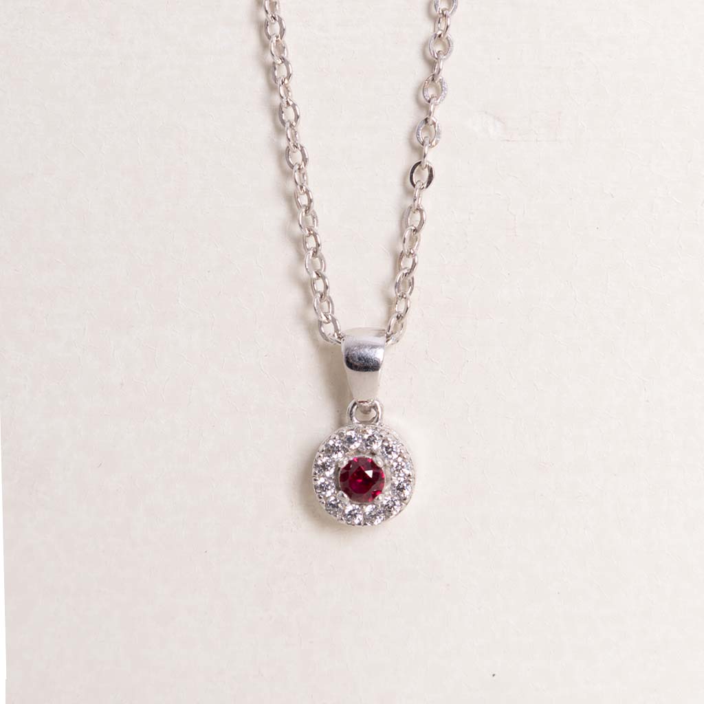 product-image-Felizmoda Silver Red Stone Pendant Necklace & Red Roses Bouquet