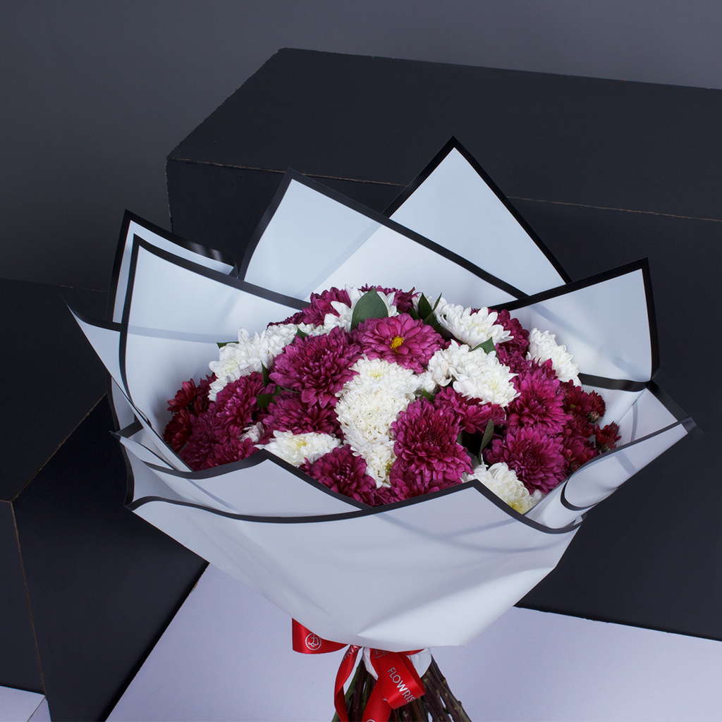 product-image-Hand Bouquet of Purple & White Chrysanthemums