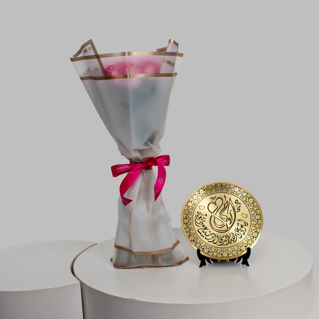 product-image-Special Gift | Copper Mom Shield & 20 Pink Roses