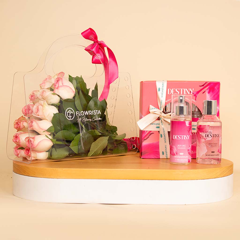 Flowrista Online Flowers Shop Soul & More Destiny Set of 2 | A Bag 12 Light Pink Flowers