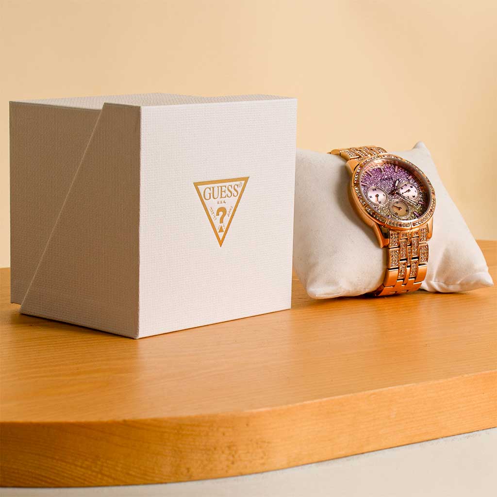 product-image-Guess Gold And Rhinestone Multifunction Watch | 15 Red Rose